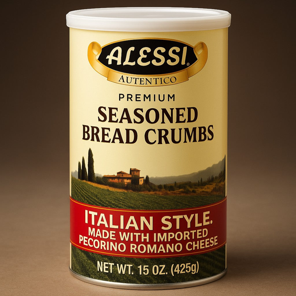 Alessi Italian Style Seasoned Bread Crumbs 15 oz Canister product image - Pops Trading Company