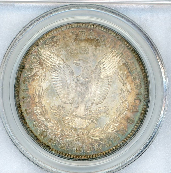 1885-O Morgan Silver Dollar Nicely Rainbow Toned PCGS MS64 Certified US Coin product image - Pops Trading Company