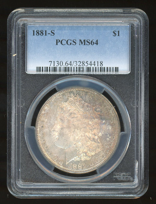 Certified 1881-S Morgan Silver Beautifully Toned Dollar PCGS MS64 Graded US Coin 416 product image - Pops Trading Company