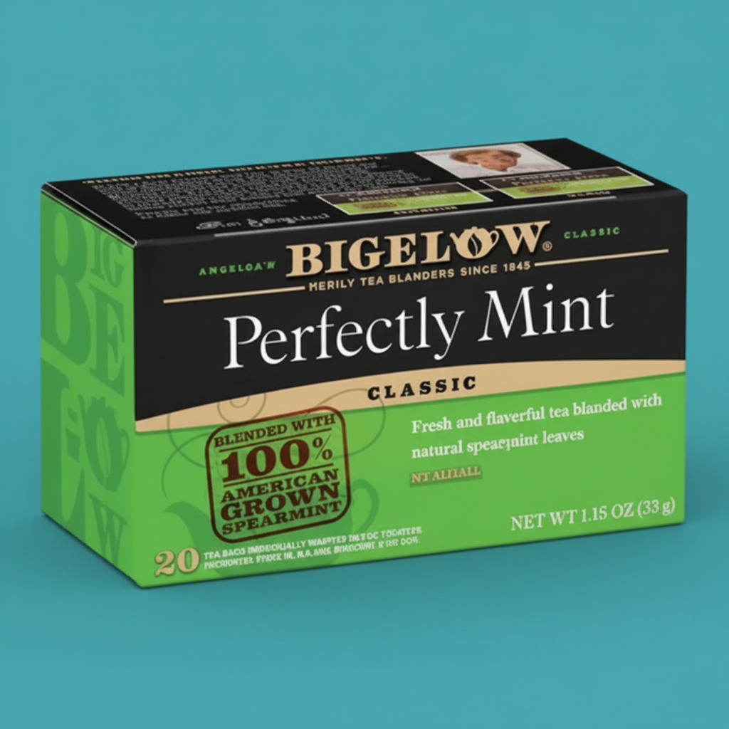Bigelow Perfectly Mint Black Tea Tea Bags product image - Pops Trading Company