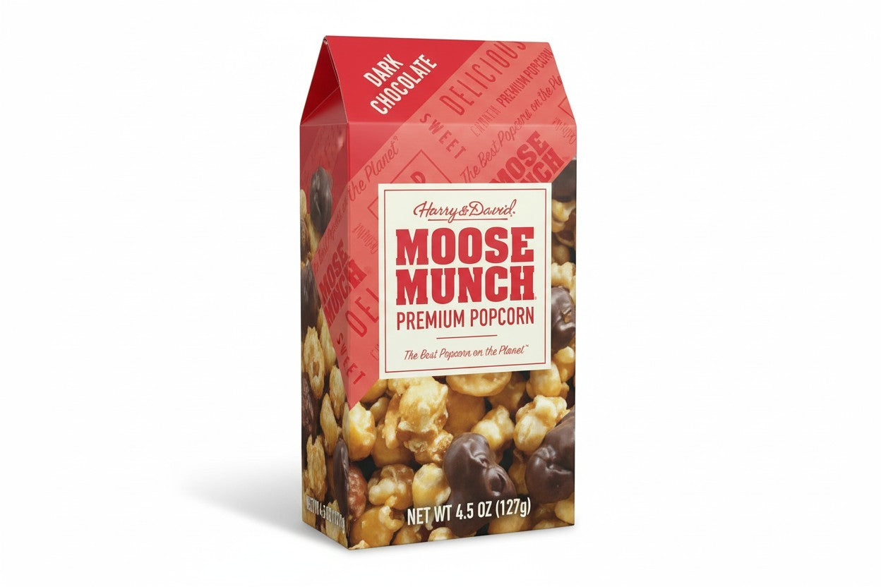 Harry & David Moose Munch® Dark Chocolate Gourmet Popcorn 4.5oz product image at Pops Trading Company