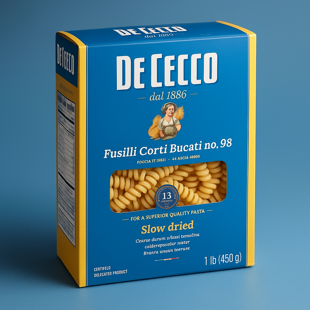 De Cecco Fusilli Corti Bucati Pasta No. 98 16 oz Box package image