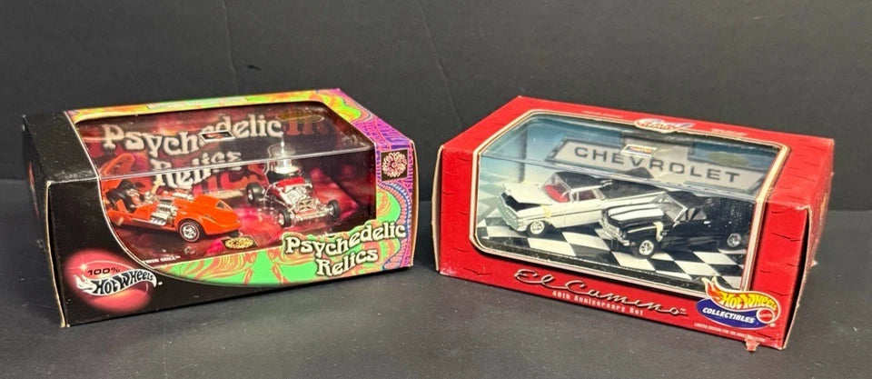Hot Wheels Collectibles Lot of 2 Boxed Sets – Psychedelic Relics & El Camino 40th Anniversary
