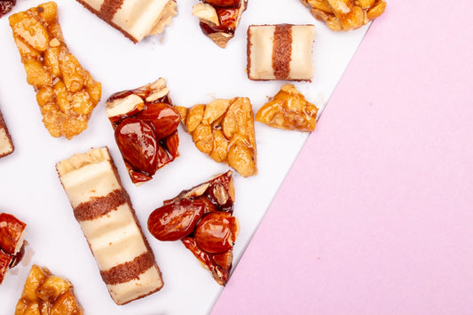 Assortment of nut and chocolate candy bars