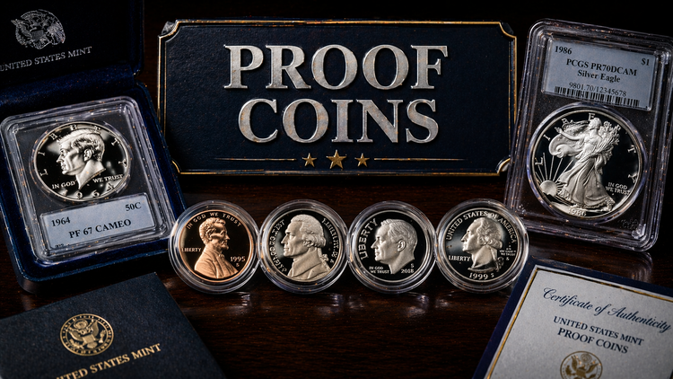 Proof coins collection including silver eagle and cameo proof coins in protective slabs and cases