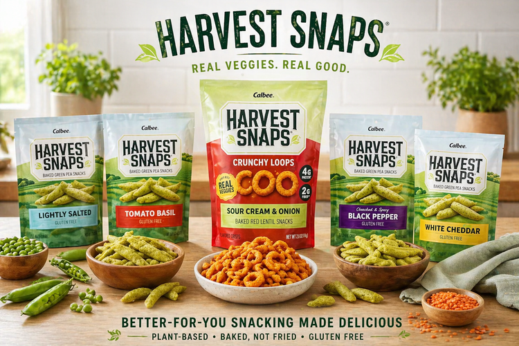 Harvest Snaps snacks including crunchy pea snacks and veggie-based snack options