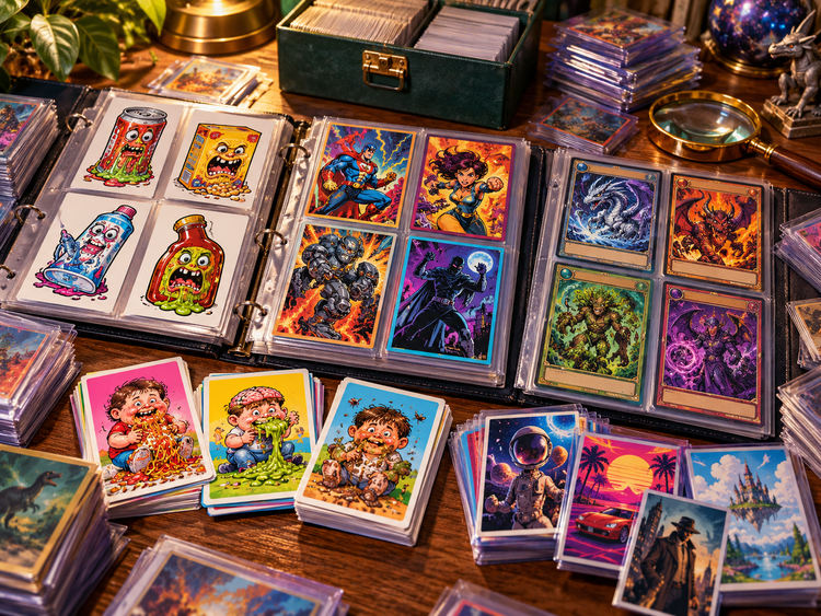 Non-sports trading cards featuring vintage and pop culture collectibles