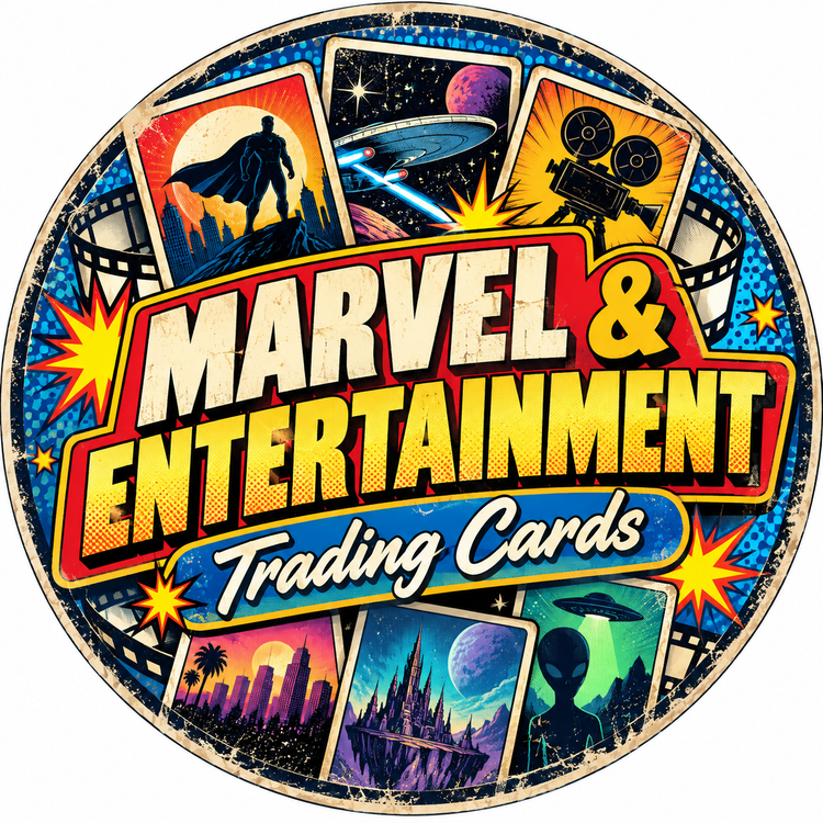 Marvel and entertainment trading cards collection featuring superhero, movie, television and pop-culture card artwork