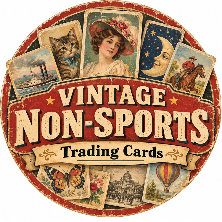 Vintage non-sports trading cards collection featuring classic advertising, entertainment, novelty and collectible card artwork