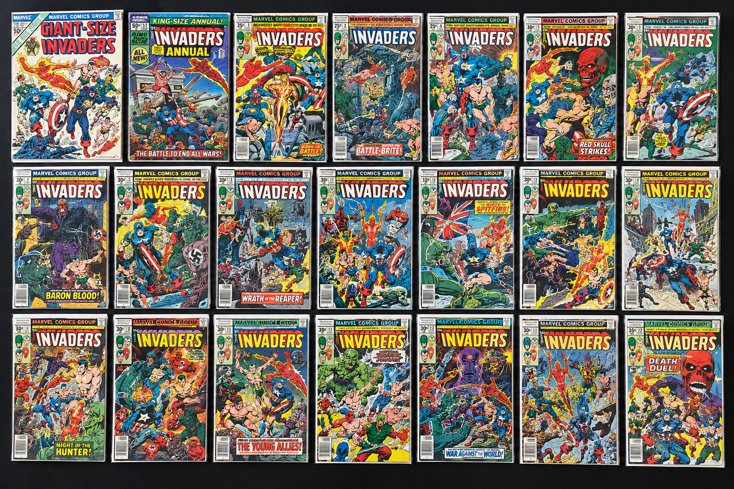 The Invaders Marvel Comics Bronze Age 21-Book Lot