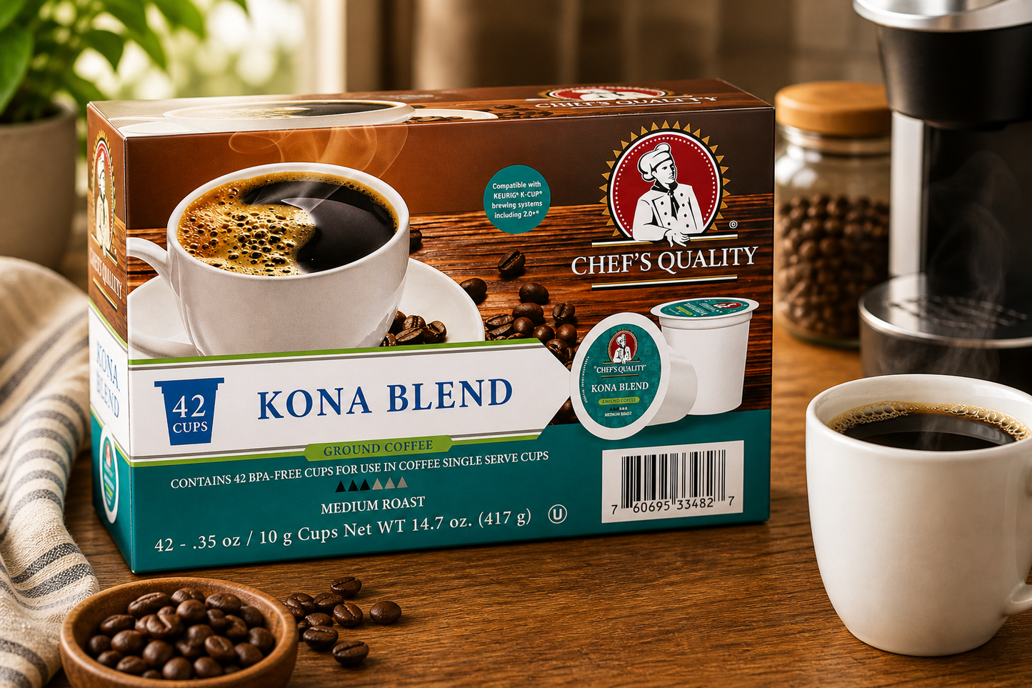 Chef's Quality Kona Blend Single Serve Coffee Cups 42ct product image at Pops Trading Company