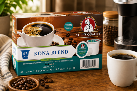 Chef's Quality Kona Blend Single Serve Coffee Cups 42ct product image at Pops Trading Company