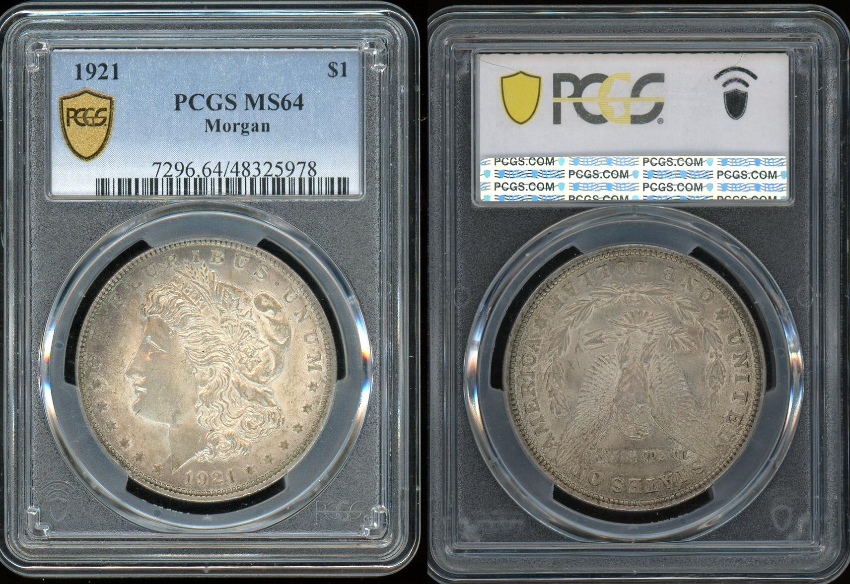 1921 Morgan Silver Dollar PCGS MS64 Certified Coin- 978 product image - Pops Trading Company