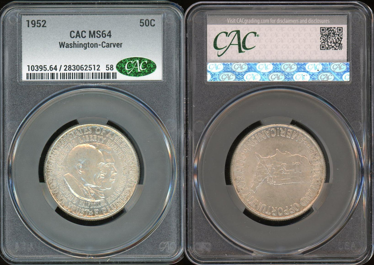 1952 Washington Carver Half Dollar CAC MS64 Commemorative Silver Coin -512 by US Mint product packaging