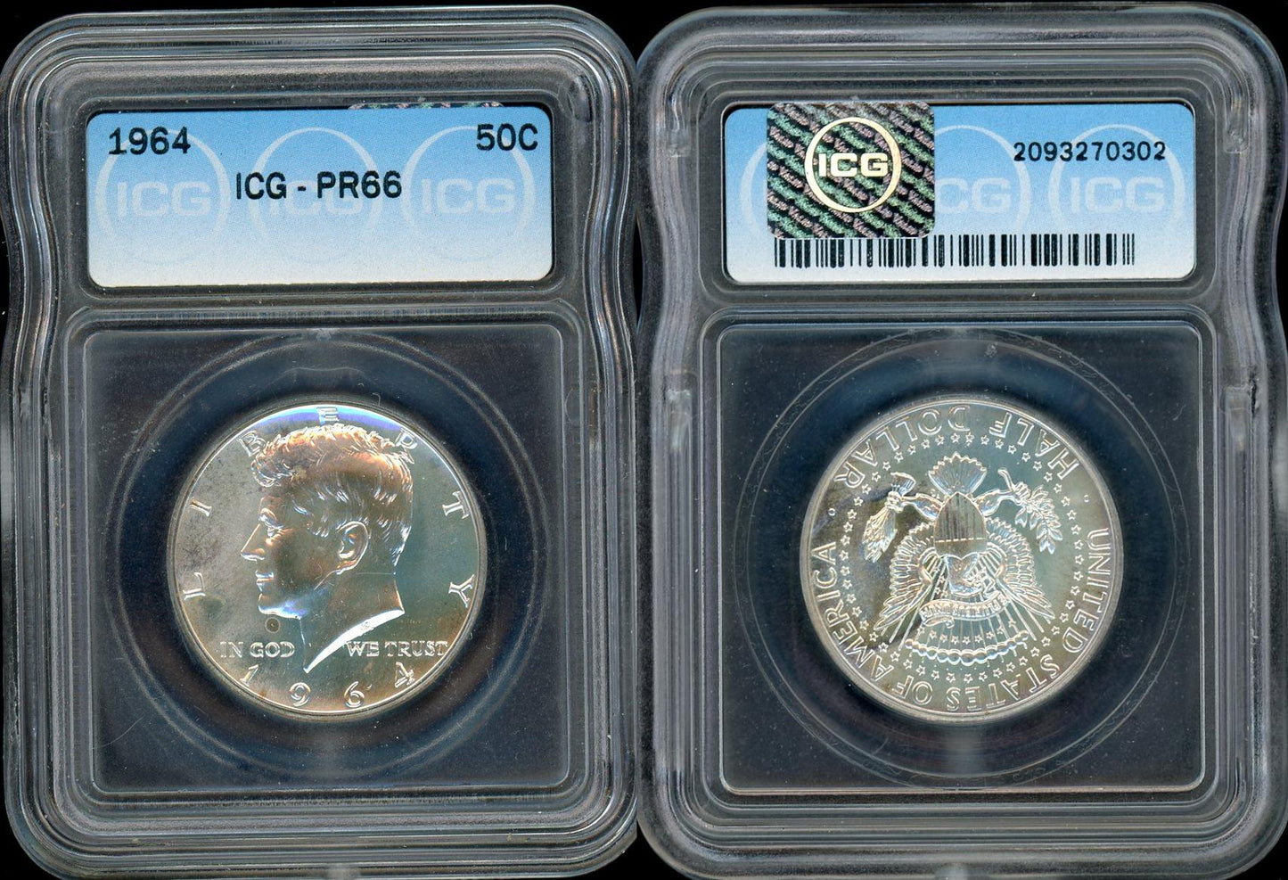 1964 Kennedy Half Dollar ICG PR66 Proof Silver Coin -302 by US Mint product packaging