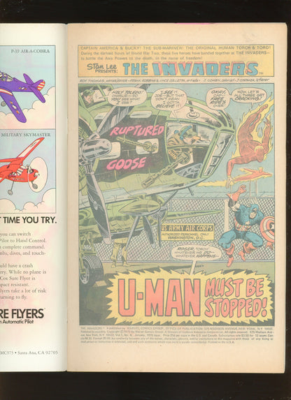 The Invaders #4 (1976) U-Man Captain America Sub-Mariner Marvel
