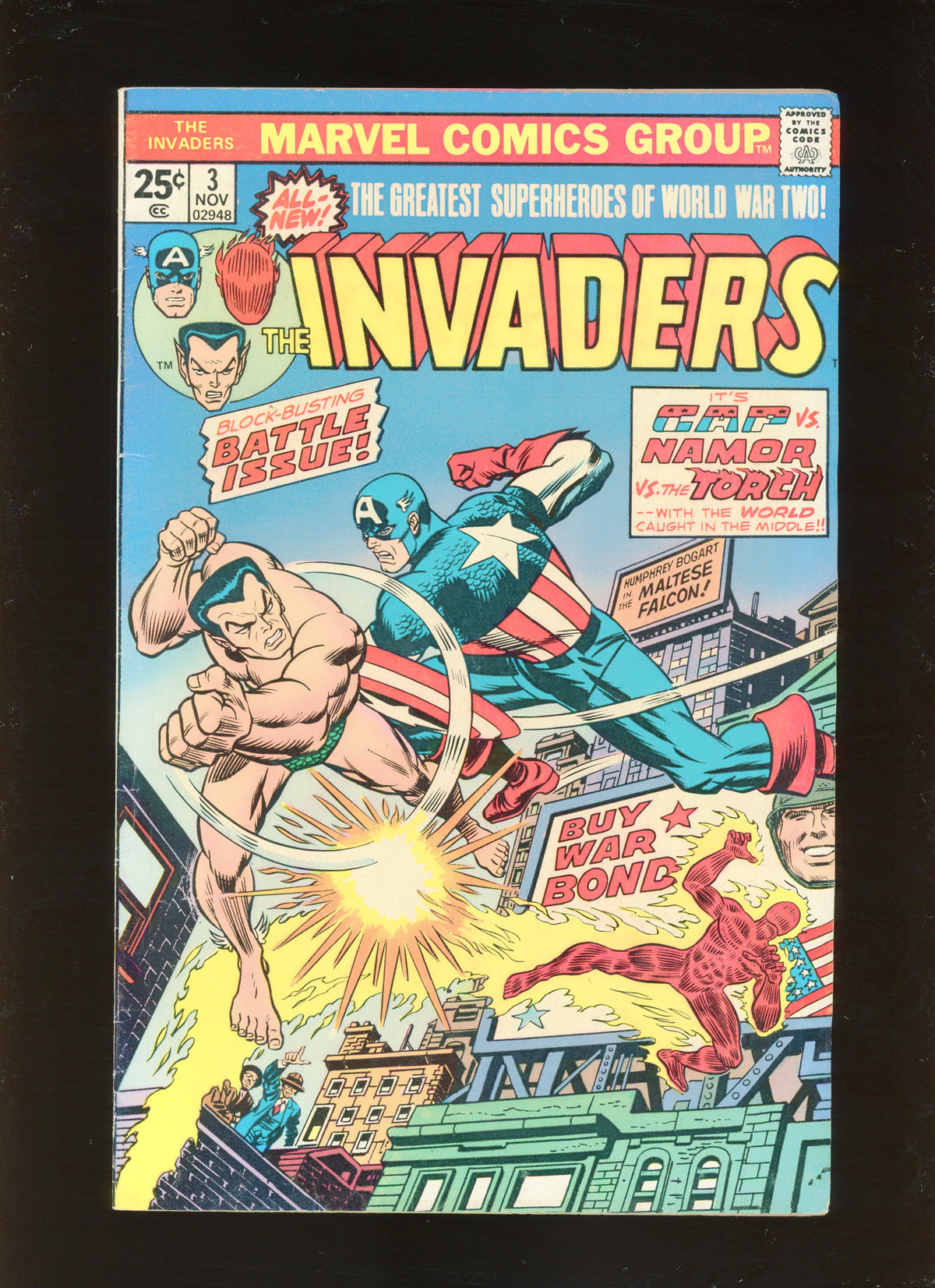 The Invaders #3 (1975) 1st U-Man Captain America Black Knight