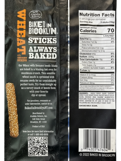 Baked in Brooklyn Deli Style Whole Wheat Sesame Breadsticks 6 oz 2 Pack product image at Pops Trading Company