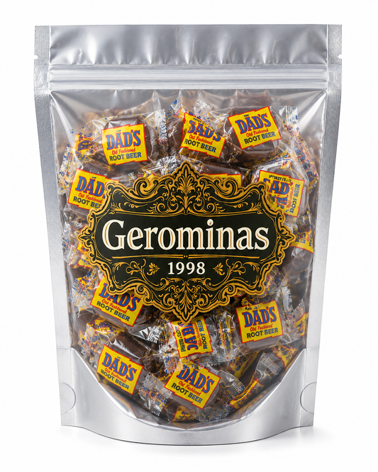 Gerominas Root Beer Barrels 8 oz product image from Gerominas at Pops Trading Company