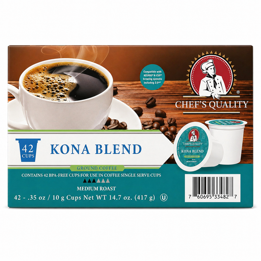 Chef's Quality Kona Blend Single Serve Coffee Cups 42ct product image at Pops Trading Company