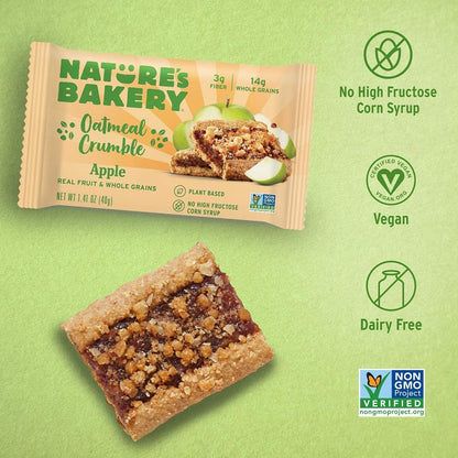 Nature's Bakery Oatmeal Crumble Apple & Strawberry Bars Bundle back package image - Pops Trading Company