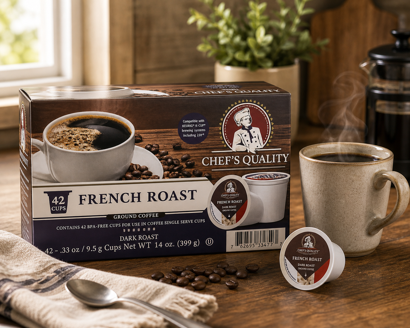 Chef's Quality French Roast Single Serve Coffee Cups 42ct product image at Pops Trading Company