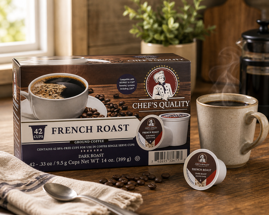 Chef's Quality French Roast Single Serve Coffee Cups 42ct product image at Pops Trading Company