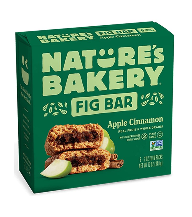 Nature's Bakery Whole Wheat Fig Bars, Apple Cinnamon Box 6 Bars front package image - Pops Trading Company