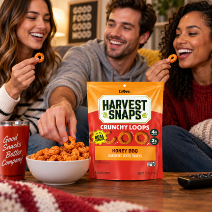 Harvest Snaps Crunchy Loops Honey BBQ Baked Red Lentil Snacks, Gluten Free, Non-GMO
