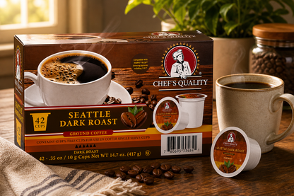 Chef's Quality Seattle Dark Roast Single Serve Coffee Cups 42ct product image at Pops Trading Company