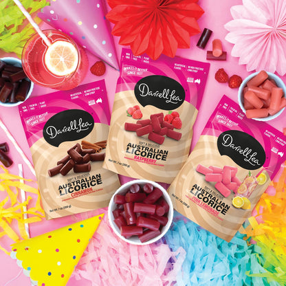 Darrell Lea Soft Australian Licorice Pink Lemonade Candy 7 oz nutrition facts and ingredients image - Pops Trading Company