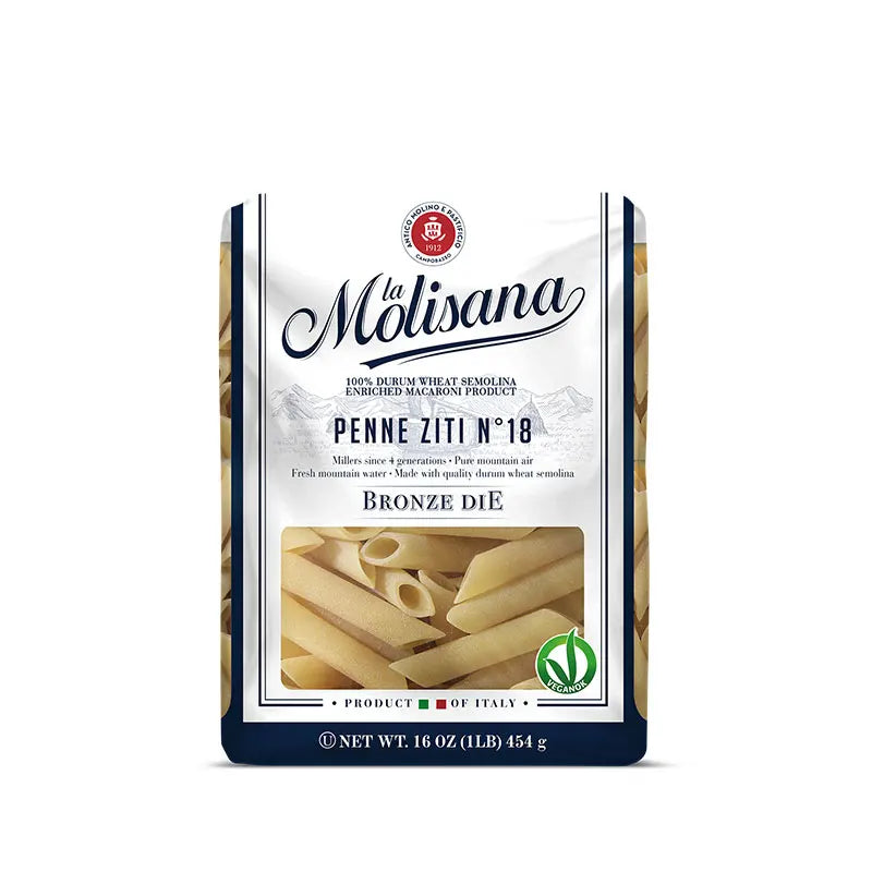 La Molisana Penne Ziti #18 Pasta – 3 Pack (3 × 16 oz Bags) front package image - Pops Trading Company