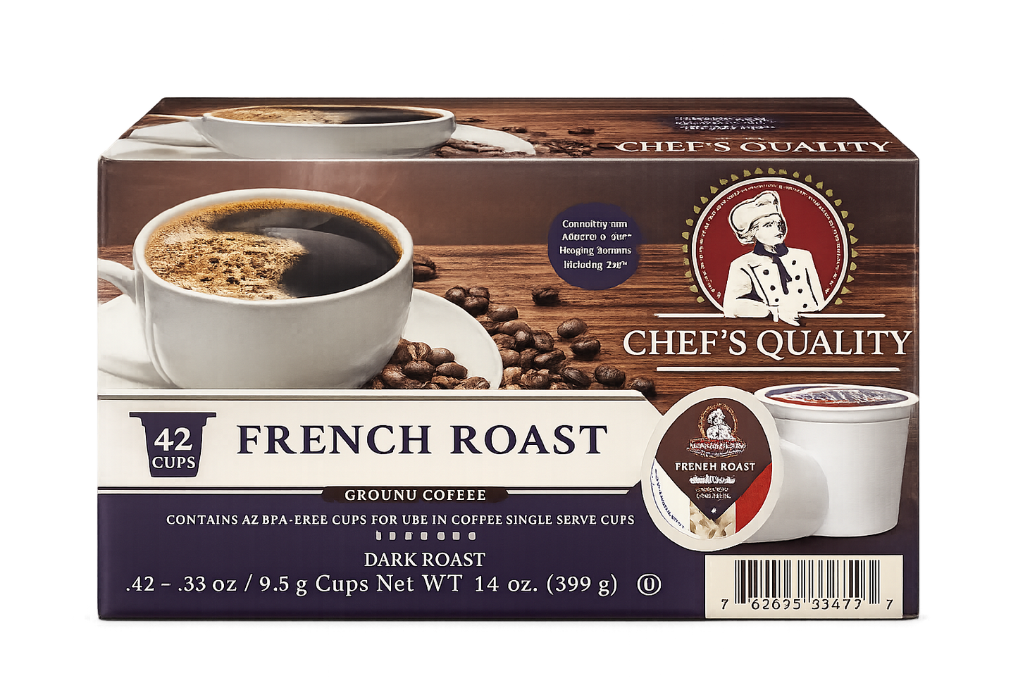 Chef's Quality French Roast Single Serve Coffee Cups 42ct product image at Pops Trading Company