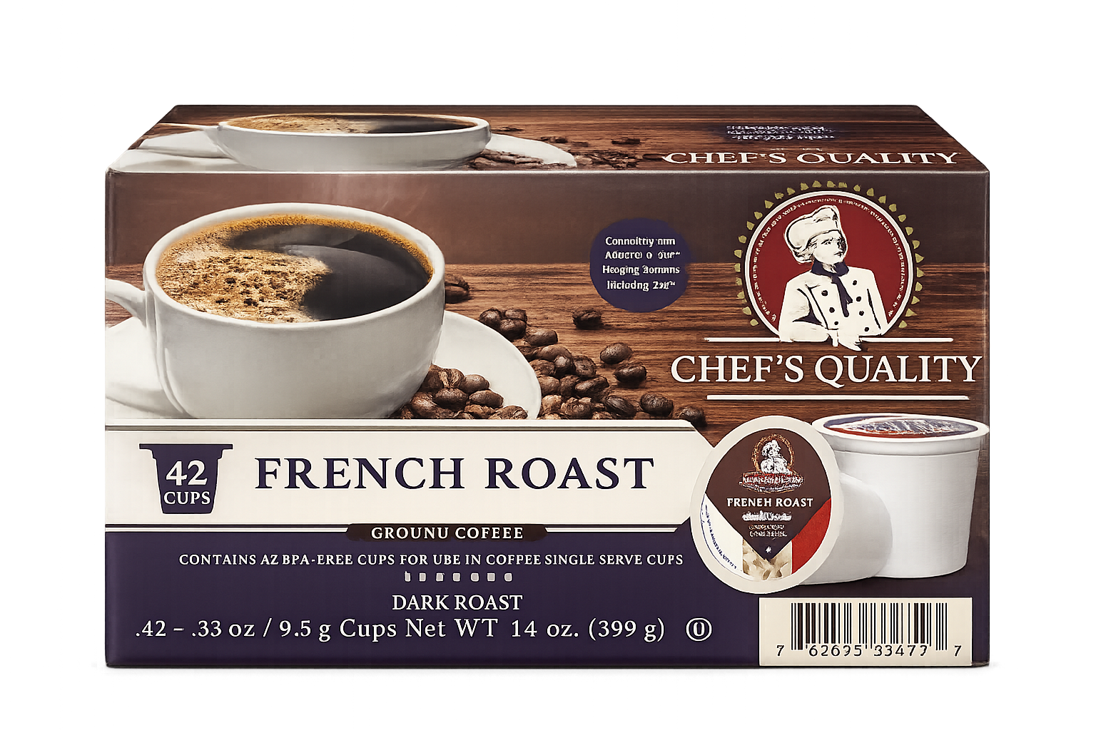 Chef's Quality French Roast Single Serve Coffee Cups 42ct product image at Pops Trading Company