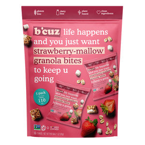 B'Cuz Granola Bites Strawberry Mallow 5 Count 5 oz - B'Cuz granola bites package image