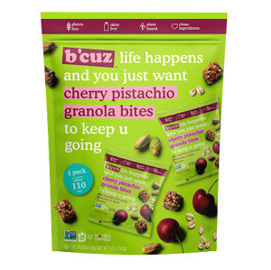 B'Cuz Granola Bites Cherry Pistachio 5 Count 5 oz - B'Cuz granola bites package image