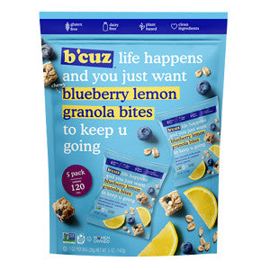 B'Cuz Granola Bites Blueberry Lemon 5 Count 5 oz - B'Cuz granola bites package image