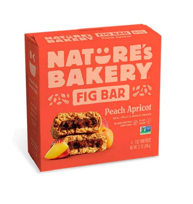 Nature's Bakery Whole Wheat Fig Bars, Peach Apricot 6 Bars front package image - Pops Trading Company