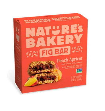 Nature's Bakery Whole Wheat Fig Bars, Peach Apricot 6 Bars front package image - Pops Trading Company