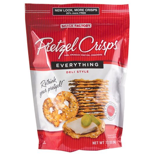 Snack Factory Pretzel Crisps Everything 7.2 oz product package image