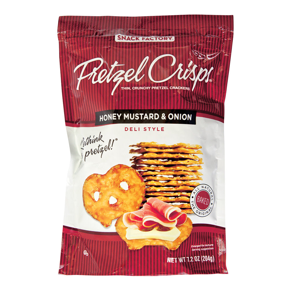 Snack Factory Pretzel Crisps Honey Mustard & Onion 7.2 oz product package image