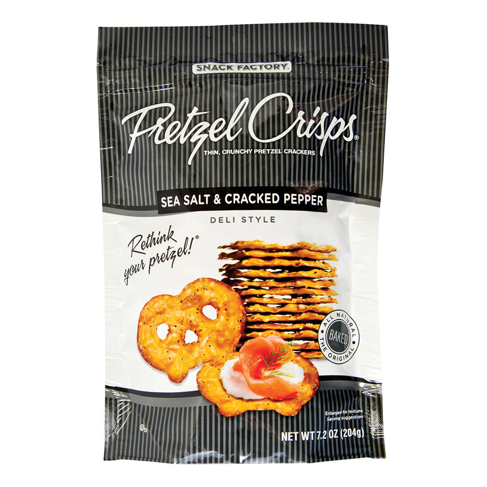 Snack Factory Pretzel Crisps Sea Salt & Cracked Pepper 7.2 oz product package image