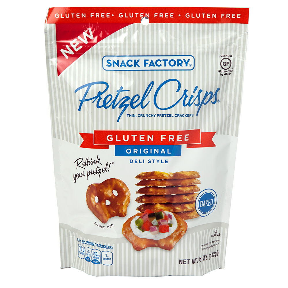 Snack Factory Pretzel Crisps Gluten Free Mini 3 Hole Original 5 oz product package image
