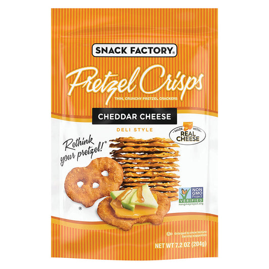 Snack Factory Pretzel Crisps Cheddar Cheese 7.2 oz product package image
