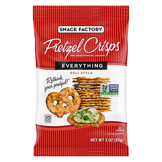 Snack Factory Pretzel Crisps Everything 3 oz product package image