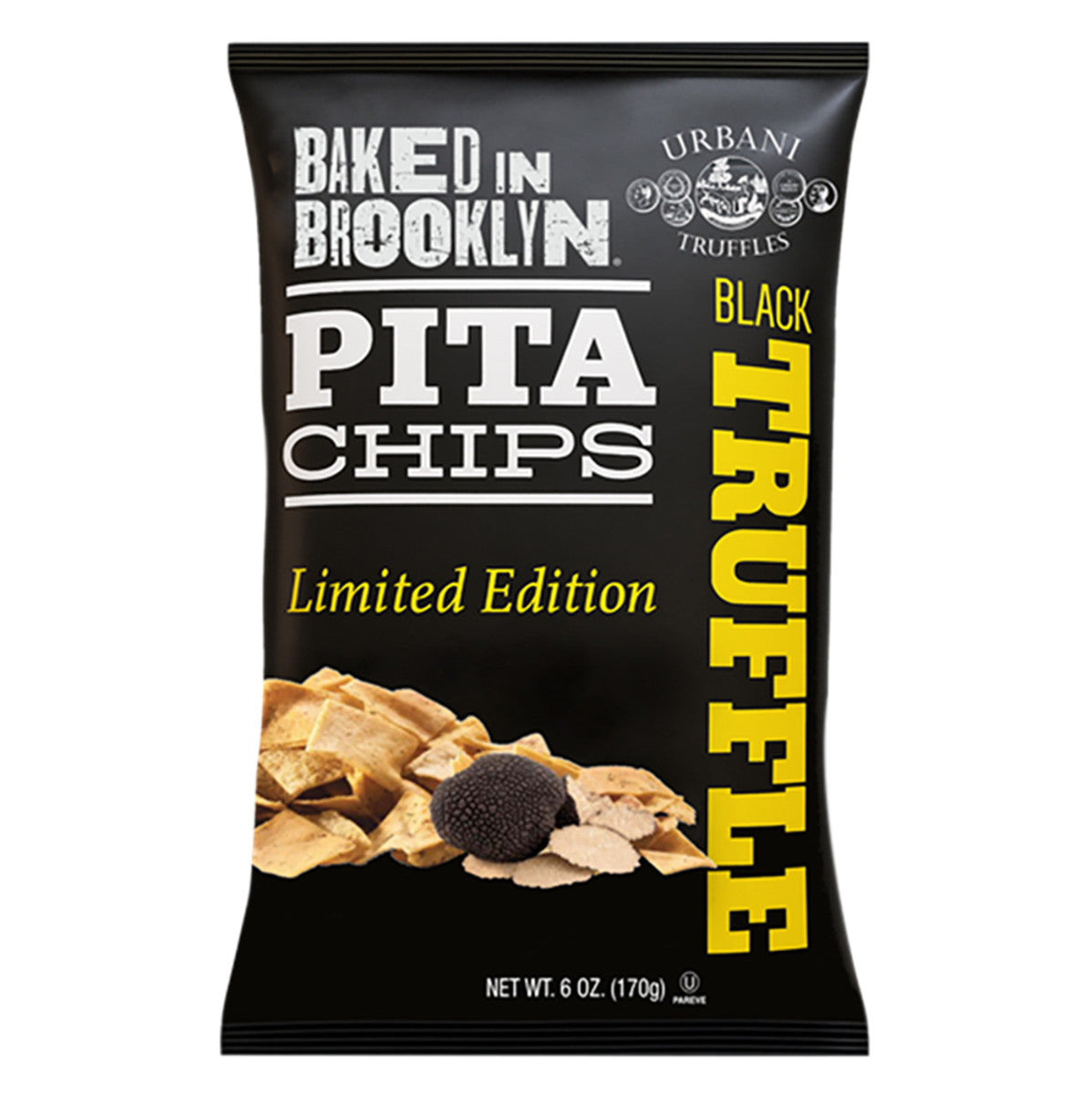 Baked in Brooklyn Black Truffle Pita Chips 6 oz 1 Pack product image at Pops Trading Company