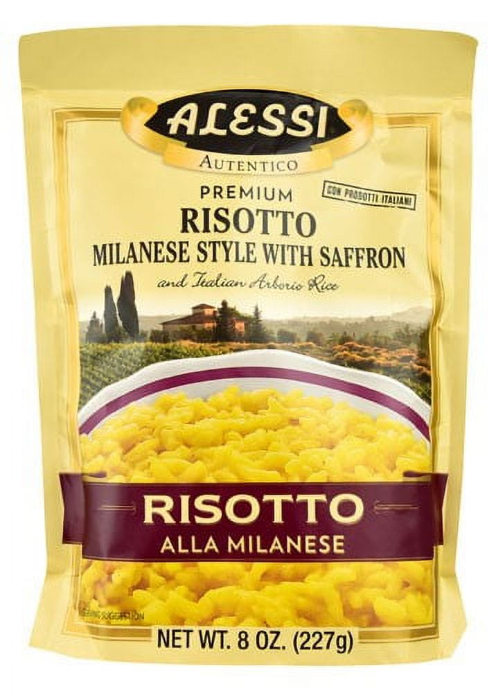 Alessi Risotto Alla Milanese 8 oz Bag – Premium Italian Risotto Mix front package image - Pops Trading Company
