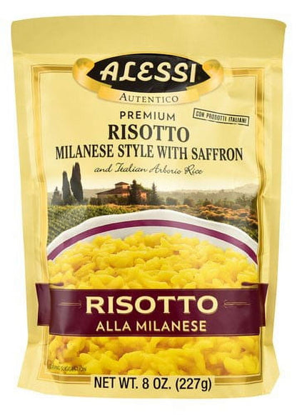 Alessi Risotto Alla Milanese 8 oz Bag – Premium Italian Risotto Mix front package image - Pops Trading Company