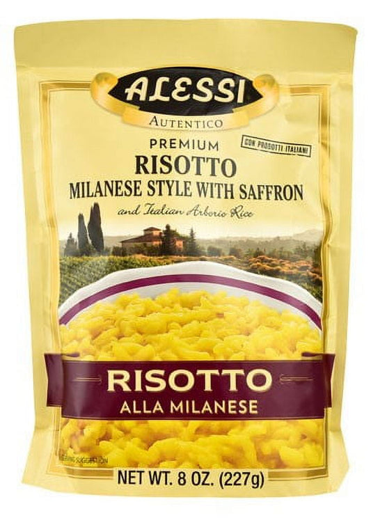 Alessi Risotto Alla Milanese 8 oz Bag – Premium Italian Risotto Mix front package image - Pops Trading Company