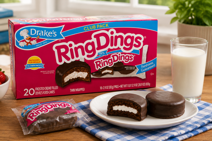 Drake's Ring Dings Club Pack – 20 Twin Packs, 40 Cakes, 28.9 oz